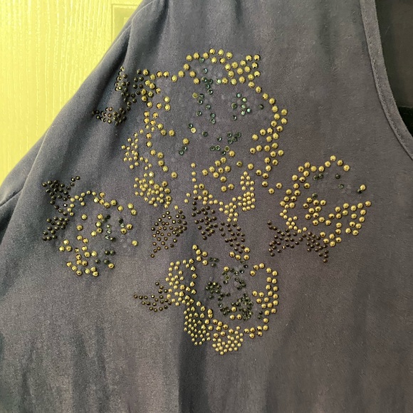 Express Navy Blue Beaded Top - Picture 3 of 6